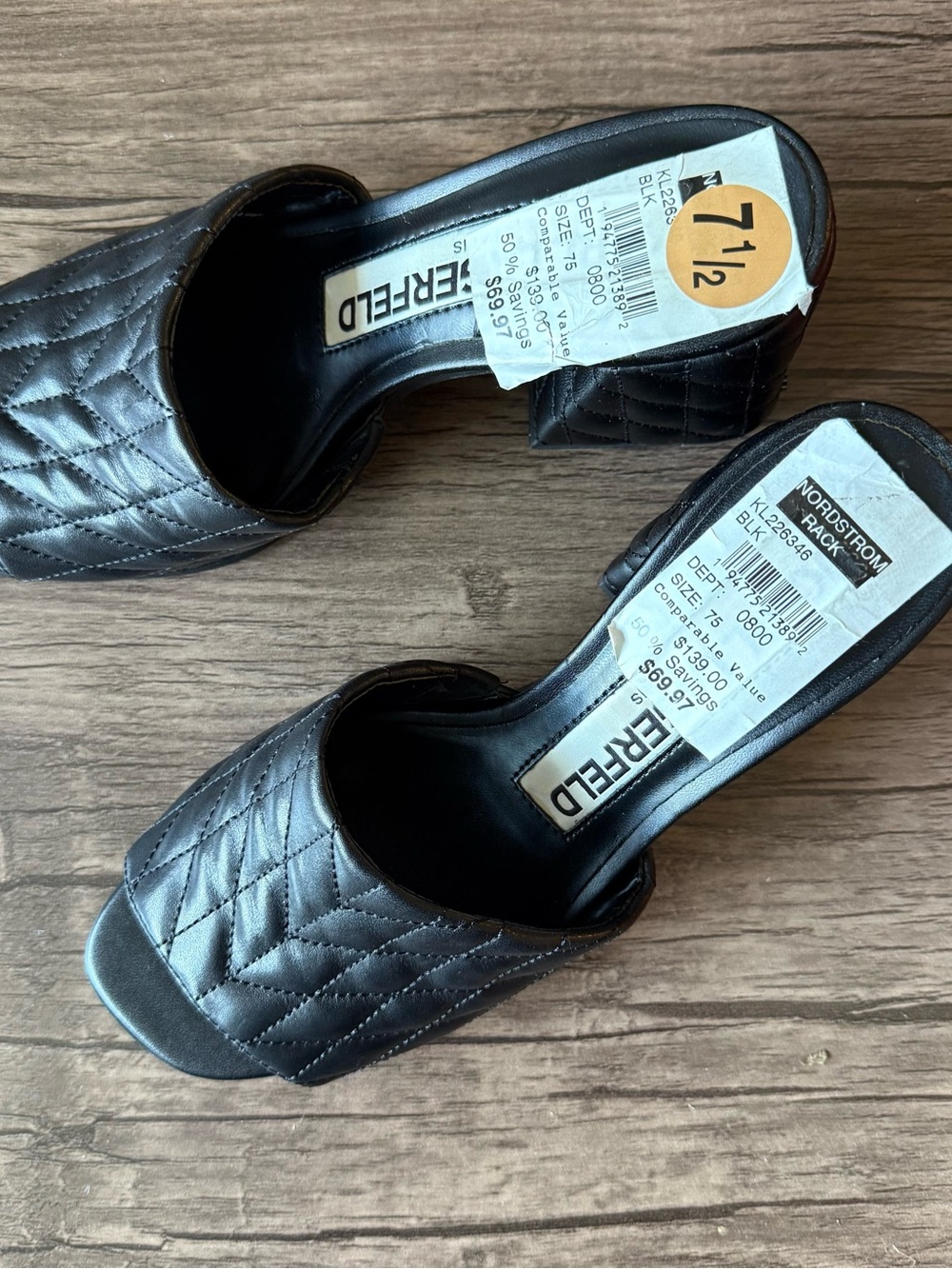 Karl Lagerfeld Black Quilted Slide Mules